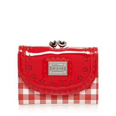 Red gingham print clasp purse